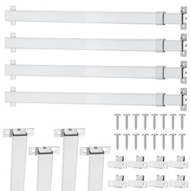 DoubleFill 4PCS sidelight curtain rods 8" - 12" flat curtain rod Sash Curtain Rods for Window Cupboard Closet