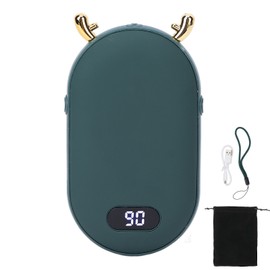 6000mAh Hand Warmers USB Rechargeable Double Sided Heating 2 Temperature Gears Portable Power BankGreen