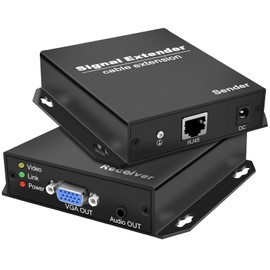 Torileaf VGA Extender Over Cat5e/6/7 - Zero Latency 1080p@60Hz up to 394ft, Compatible with Mac, Gaming Consoles (VGA Adapter) with Audio