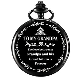 YEEHUA Gifts for Grandpa from Grandson Granddaughter Engraved Pocket Watch Birthday Anniversary Meaningful Year Gifts，Fathers Day Gifts for Grandpa(PXI001-3)