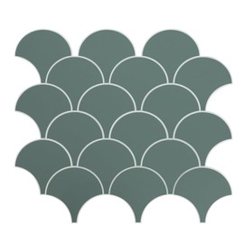 6-Sheet Olive Green Fish Scale Peel and Stick Backsplash Tile, Faux Ceramic Matte Self Adhesive Stick on Wall Tiles for Kitchen and Bathroom (11.8" x 10.5")