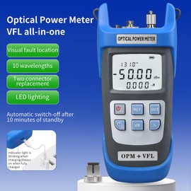 Optical Power Meter A-C510B-15MW(-50~+26dBm) Rechargeable Optical Fiber Tester for SC/FC/ST2.5MM Universal Interface with Built-in 15MW Visual Fault Locator Equipped with 1 FC-LC Adapter