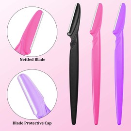 60 Pieces Eyebrow Razor Eyebrow Razors Shaver Microblades for Women Face Hair Dermaplaning Tool Shaper Trimmer with Precision Cover Skincare Party Favors (Pink, Blue,Yellow, Rose Red, Purple, Black)