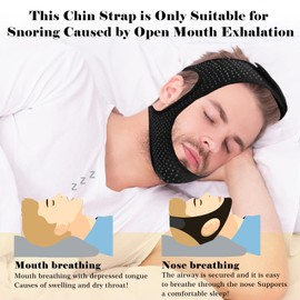 Anti Snoring Devices - Comfortable Sleep Apnea Devices Chin Strap, Breathable Chin Strap for Sleeping for Men and Women, Simple and Adjustable Airflow Jaw Strap, Black M