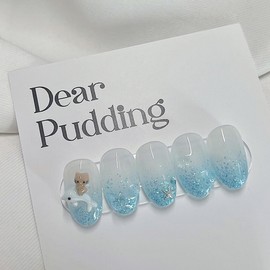 [Handmade Nail Tips] Dolphin Ocean Nail Tips - Petit Almond / [수제네일팁] 돌고래오션 네일팁 - 쁘띠아몬드