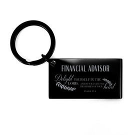 Bible Verse Financial Advisor Keyring Christmas Unique Gifts, Financial Advisor Delight yourself in the Lord, and he will give you the desires of your heart, Financial Advisor Psalm 37:4 Keychain