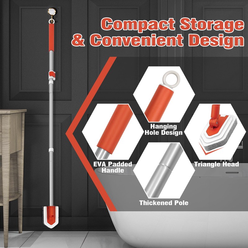 JEHONN Shower Cleaning Brush, Tub Tile Scrubber with Telescopic 51