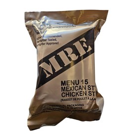 Genuine USGI Individual MRE [Meal, Ready to Eat] Inspection Date 01/2024 or Newer - You Choose Menu - Complete Ration with Entree, Snacks, Dessert, Drink Mix, Utensils, Condiments and FRH. (#15 Mexican Chicken Stew)
