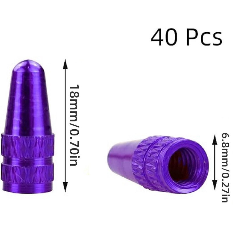 Presta Valve Caps for Bicycle, 40 Pack, Multicolour Anodised Aluminium,