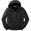 CornerStone Unisex Washed Duck Cloth Insulated Hooded Work Jacket, Black,