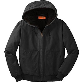 CornerStone Unisex Washed Duck Cloth Insulated Hooded Work Jacket, Black, X-Large