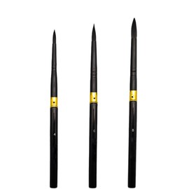 Travel Watercolor Brushes, 3pcs Professional Sable Watercolor Brushes, Short Handle Reversible Cap - Fine Point Rounds for Art Painting, Gouache, Acrylic Painting Oil Painting