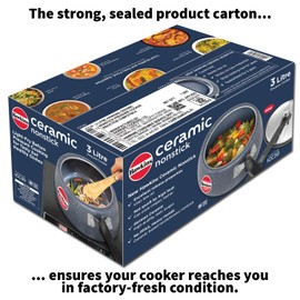 Hawkins Ceramic Nonstick Pressure Cooker, Induction Inner Lid Cooker, Granite Contura shaped Cooker, Best Cooker, Blue ICC30 3 Litre