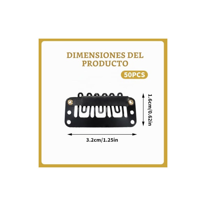 50 Clips Cucas Para Extensiones De Cabello y Pelucas 32mm