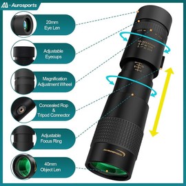 Zoom Monocular 10-30x40 - Lightweight Pocket High Power Monoculars for Adults Kids,  Dual Focus Prism Compact Monoscope with Bak4 Lens For Hiking Hunting Bird Watching Camping Gifts