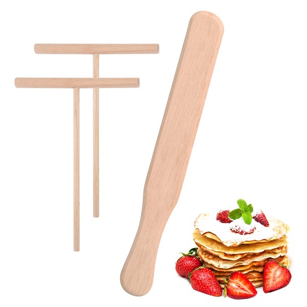 Crepe Spreader Dough Spreader with Wooden Spatula Pancake Dough Spreader