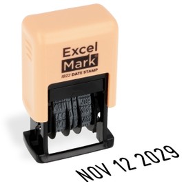 ExcelMark 1822 Date Stamp – Perfect for Shipping, Receiving, Expiration and Due Dates (Black Ink, Peach Mount)
