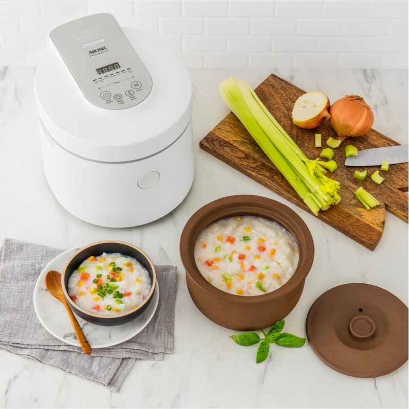 AROMA® Professional Rice Cooker with Purple Clay Cooking Pot, 6-Cup