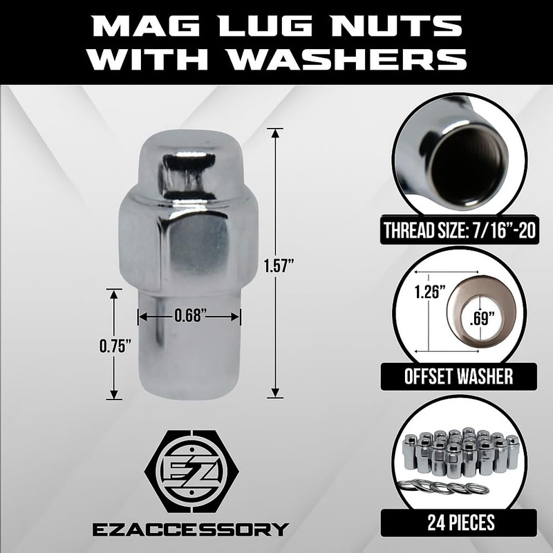 Cragar Standard Mag Lug Nut 7/16"-20 with Offset Washer Chrome