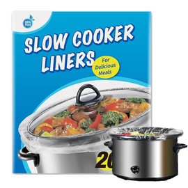 FNSUZOKA Slow Cooker Liners 20 Count Cooking Bags Extra Large Size Disposable Pot Liners, Fit 6QT to 10QT for Slow Cooker Cooking Trays Suitable for Oval & Round Pots 14"x 22", 20 Liners