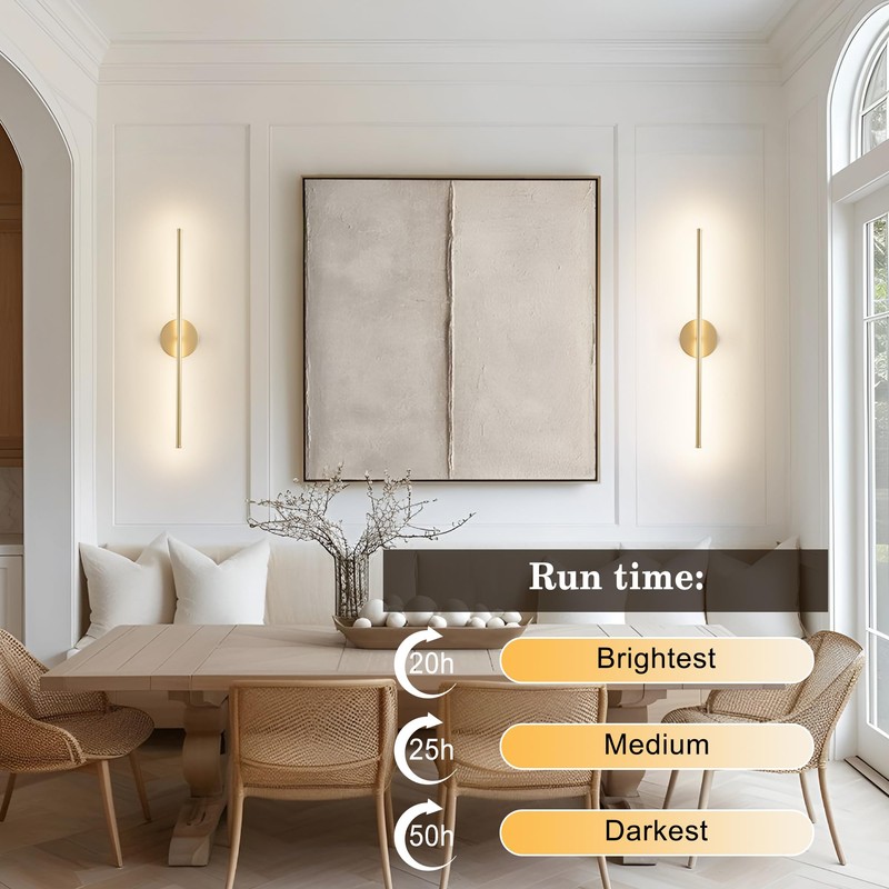 KARTOOSH Removable Battery Operated Wall Sconces with Remote Control 350°Rotate