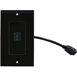 RiteAV (1 Gang Decorative HDMI Wall Plate w/Pigtail Extension Cable Black