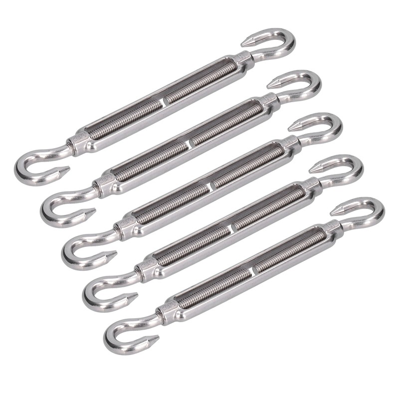 5Pcs Turnbuckle Hook and Hook Wire Rope Tension 304 Stainless