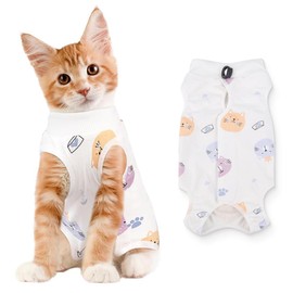 AIYVELU Cat Onesie, Post Surgical Debridement Cat Recovery Suit, Breathable Kitten Onesie, Anti-Licking Protection for Stomach Wounds After Castration Surgery (L)