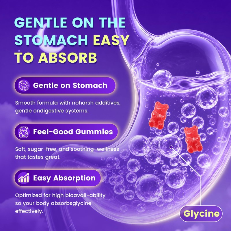 2 Pack Glycine Gummies for Women & Men, Glycine Supplements