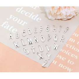 Shapenty 4 Sets Alloy Metal A-Z Alphabet Letter Charms Spacer Beads for DIY Craft Bracelet Wristbands Necklace Choker Keychain Jewelry Making Finding, 4pcs of Each Letter, 104PCS (Antique Silver)