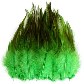 120pcs 5-7" Green Feathers for Crafts，Saddle Hackle Feather，Rooster Feathers Bulk for Wedding, Party, Dream Catcher Supplies and DIY Crafts(Green)
