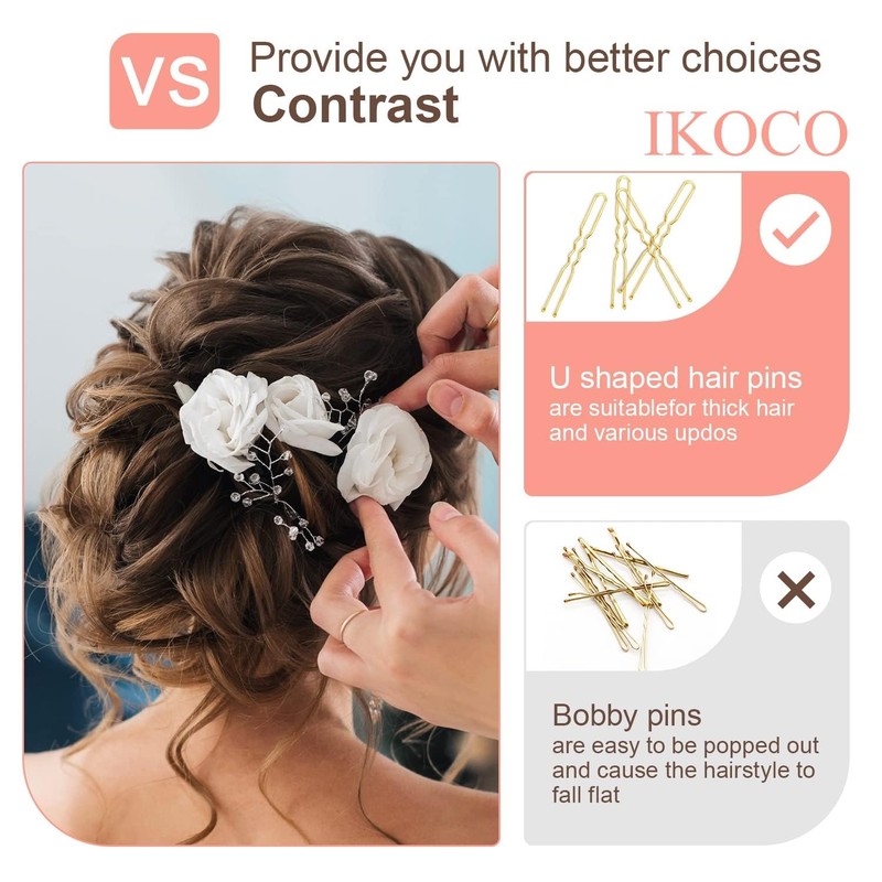 U Shaped Hair Pins, IKOCO 2.4inch Bun Hair Pins for