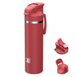 OISIZ Insulated Water Bottle 24 oz with 2-in-1 Straw and Swig Lid, Leakproof and BPA Free, Keep Cold 24H, Vacuum Stainless Steel Kids Water Bottle for School, Travel and Sports, All Dishwasher Safe