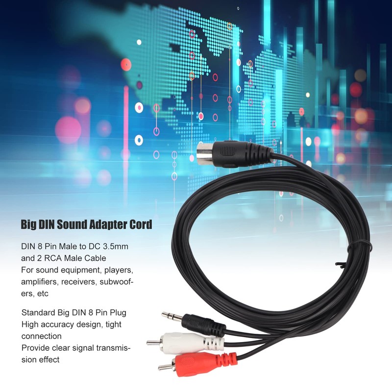 Cable Grande de Subwoofer DIN de 8 Pines Macho a