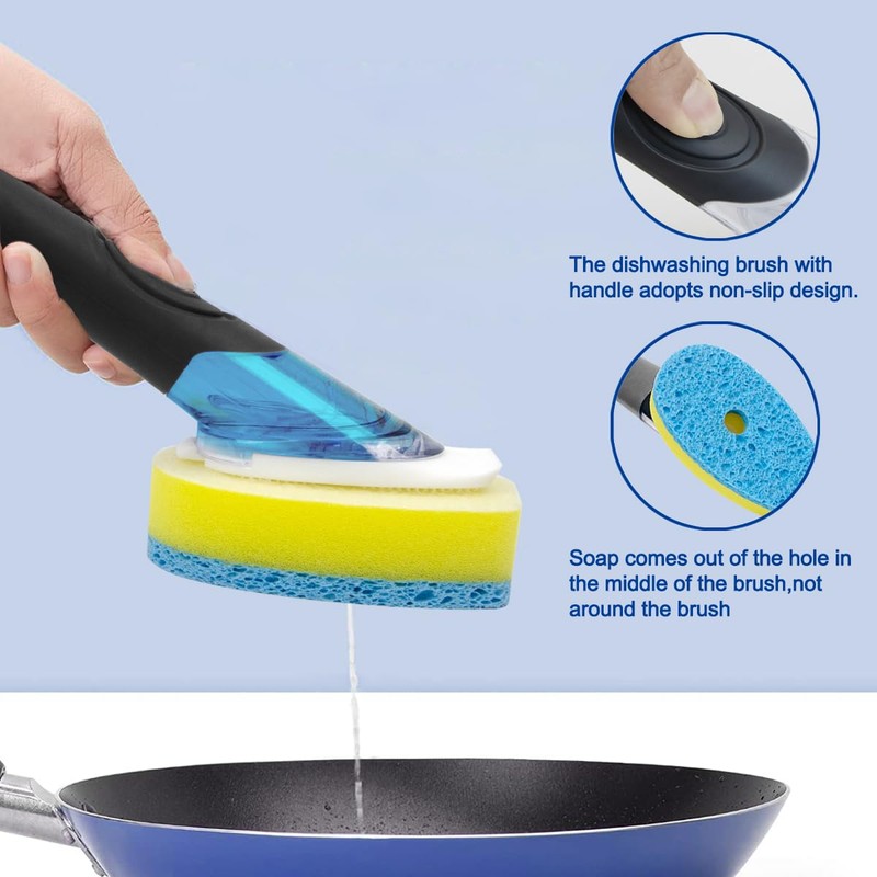 CELOX Dish Sponge with Handle for Pot Pan Sink Cleaning,