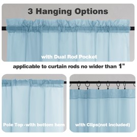 Chyhomenyc Sky Blue Sheer Curtains 72 Inch Length 2 Panels, Light Filtering Soft Airy Rod Pocket Voile Window Curtain Drapes for French Door Bedroom Living Room, Each 42Wx72L Inches