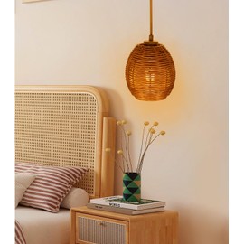 Woven Rattan Lamp shade replacement lamp shade Rustic Pendant Light cover for Pendant Light,Wall Sconces,Ceiling Fan,Floor Lamps, glass lamp shade