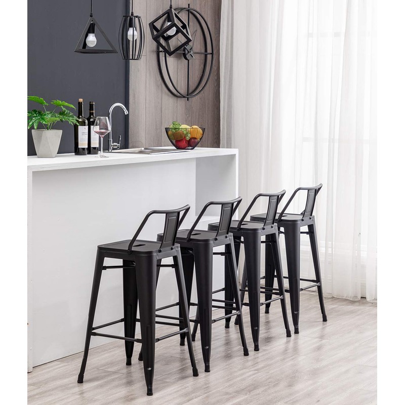 HAOBO Home 30" Low Back Metal Counter Stool Height Bar