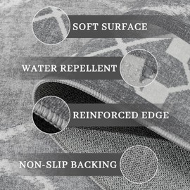 Woottpe 4x6 Area Rugs for Living Room Bedroom, Machine Washable Low Pile Rugs, Non Slip Modern Bordered Print Indoor Carpet for Entryway Office Dining Room Dorm Home Decor,Light Grey