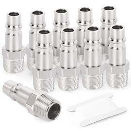 GASHER 10PCS 1/2-Inch NPT Male Industrial Air Tool Fitting, 1/2-Inch High Flow Pneumatic Plugs Max Working Pressure 300PSI