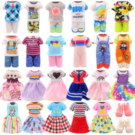 Miunana 11 Clothes Shoes for 6 Inch 15 cm Dolls = 5 Dresses + 2 Shoes for Girls Dolls + 4 Clothes for Boys Dolls
