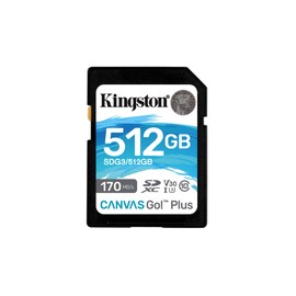Kingston SDG3/512GB SD Memory Card (512GB SDXC Canvas Go Plus 170R C10 UHS-I U3 V30)