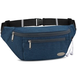 Entchin Fanny Pack for Women Men with 4-Zipper Pockets, premium fashion Waist Pack Crossbody Bum Bags for Hiking, Running, Travel, Cycling and Casual(Blue)