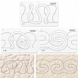 3Pcs Free Motion Quilting Templates, Acrylic Quilting Rulers for Industrial and Domestic Machines, Beginner-Friendly Reusable Stencils for DIY Pattern Design (25 Series A)