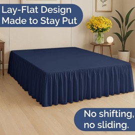 Bedskirt Queen Size Ruffle - 18 inch Drop Dust Ruffle Bed Skirt with Platform - Ultra-Soft, Easy Fit, Premium Hotel Quality - Wrinkle, Fade & Shrink Resistant - for Women, Men, Kids and Teens - Navy