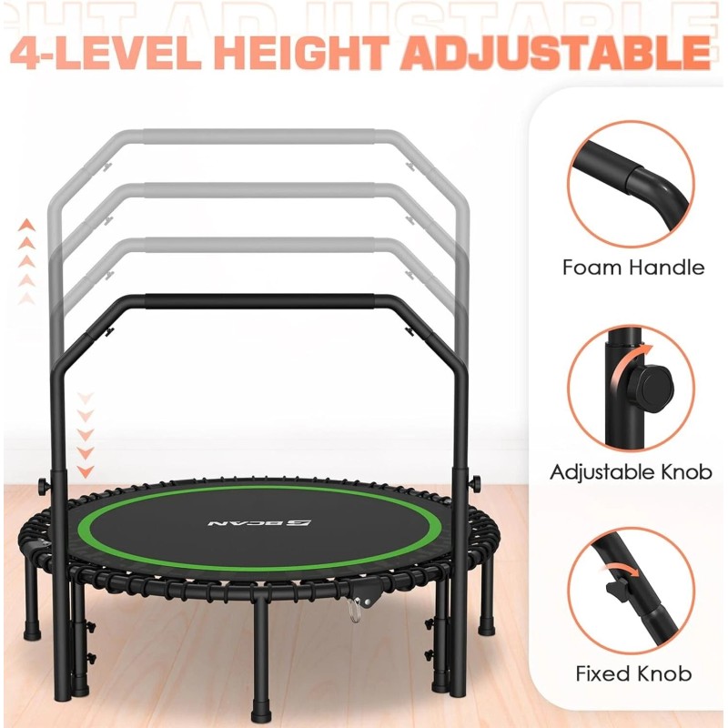 BCAN 450/550 LBS Foldable Mini Trampoline, 40"/48" Trampoline with Handle