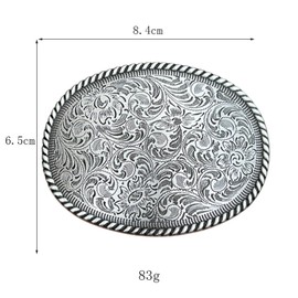 Seternaly Western Floral Engraved Belt Buckle with Rope Edge Design Cowboy Solid Celtic Knot Belt Buckles for Men Women, Flower-001, 3.31*2.56in