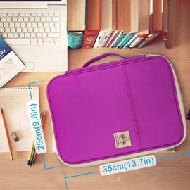 JAKAGO A4 Document Case,Multi-Pocket Document Bag,A4 Zip Portfolio, Professional Document Holder Suitable for Office,Business Trip,Travel,Conference,Interview,Holiday(Purple)