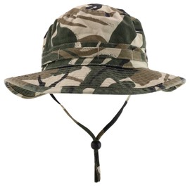 Armycrew Washed Cotton Camouflage Twill Chin Cord Hunting Hat - Safari - L