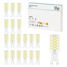 Ocixhbe G9 LED Bulb Dimmable 3W, T4 G9 4W Replacement for 40 Watts Halogen, 5000k Daylight White, Chandelier Lighting, AC 120V No-Flicker, Pack of 18